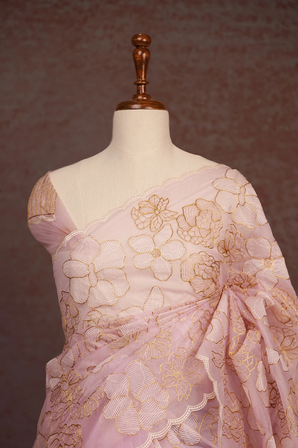 Pastel Pink Semi Organza Saree