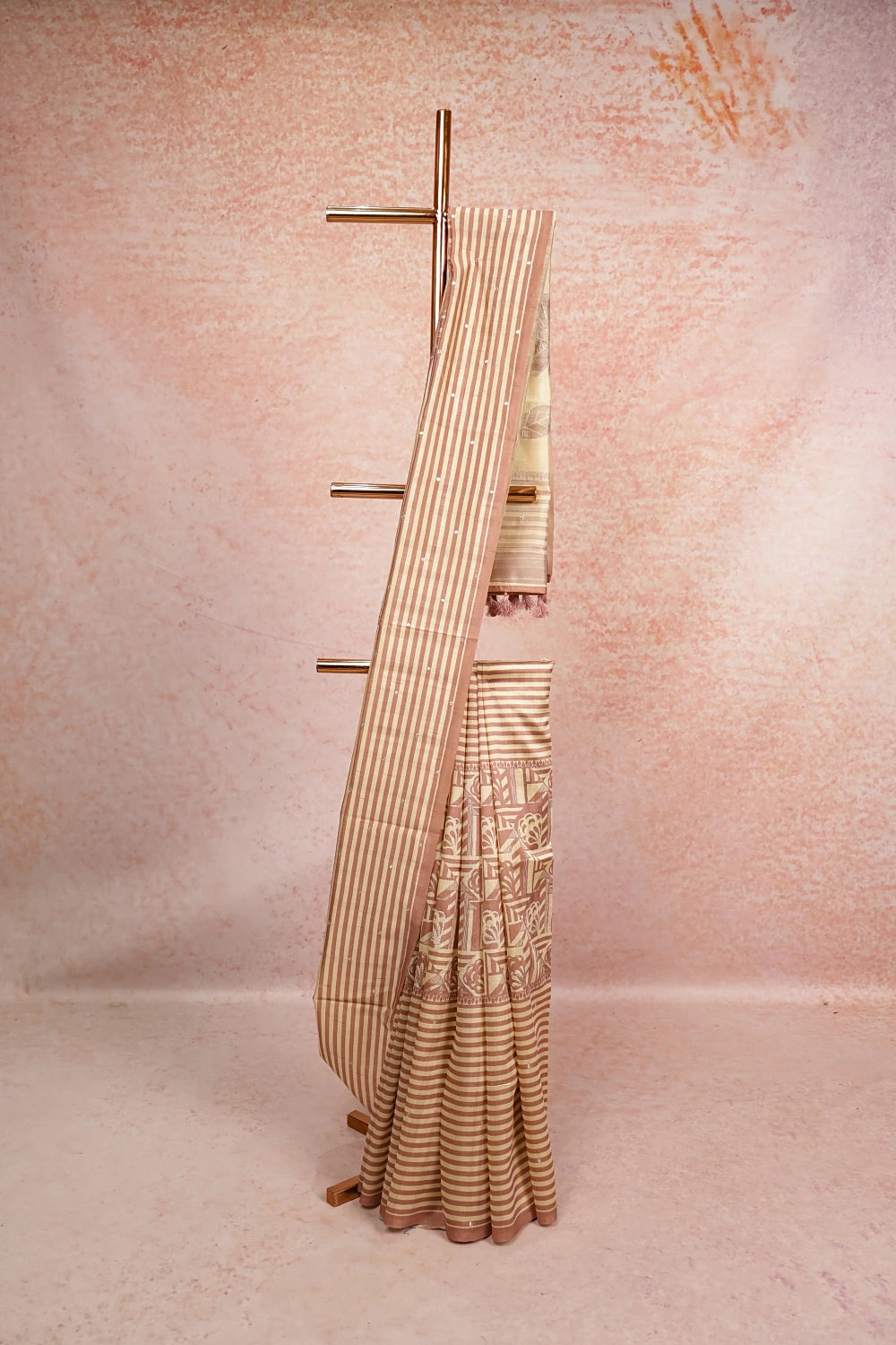 Pastel Pink Semi Tussar Saree