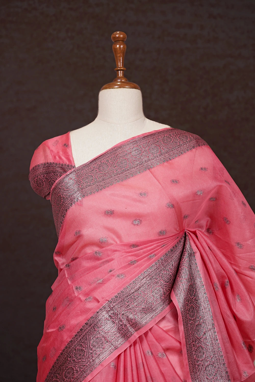 Pastel Pink Semi Tussar Saree