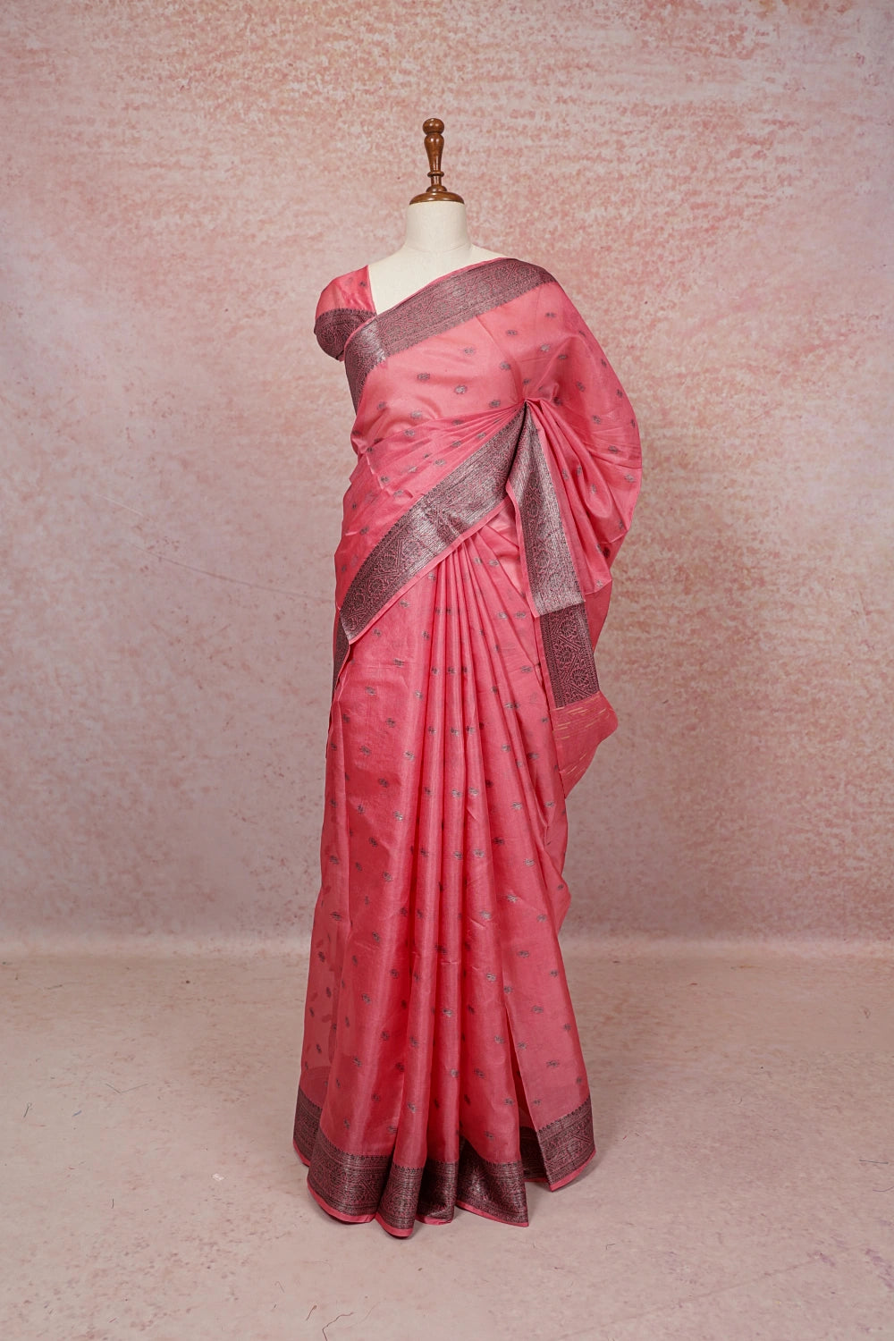 Pastel Pink Semi Tussar Saree