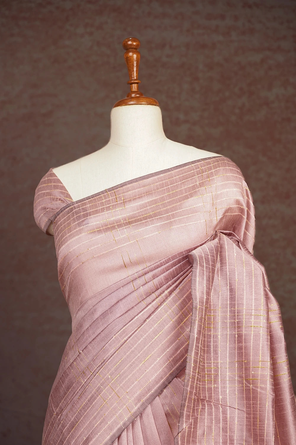 Pastel Pink Tussar Jute Saree