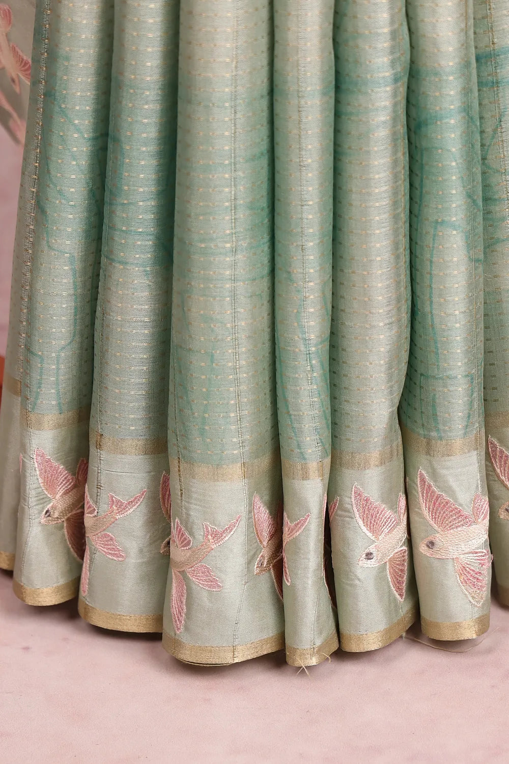 Pastel Sapphire Green Semi Tussar Saree