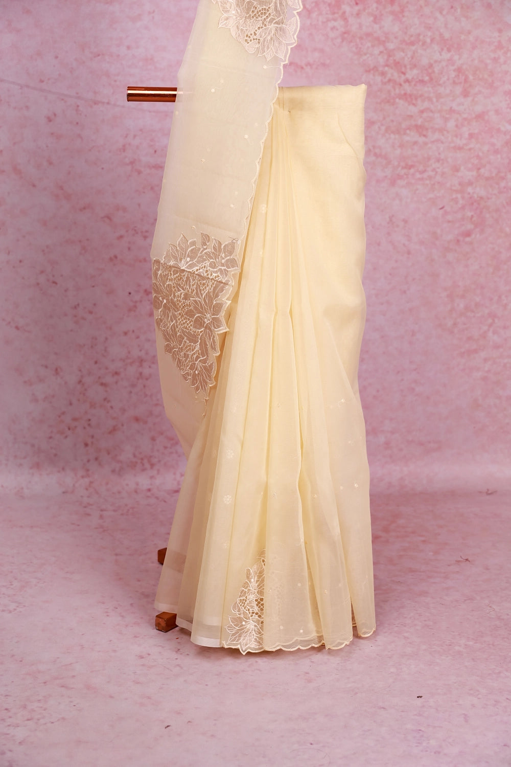 Pastel Yellow Organza Saree
