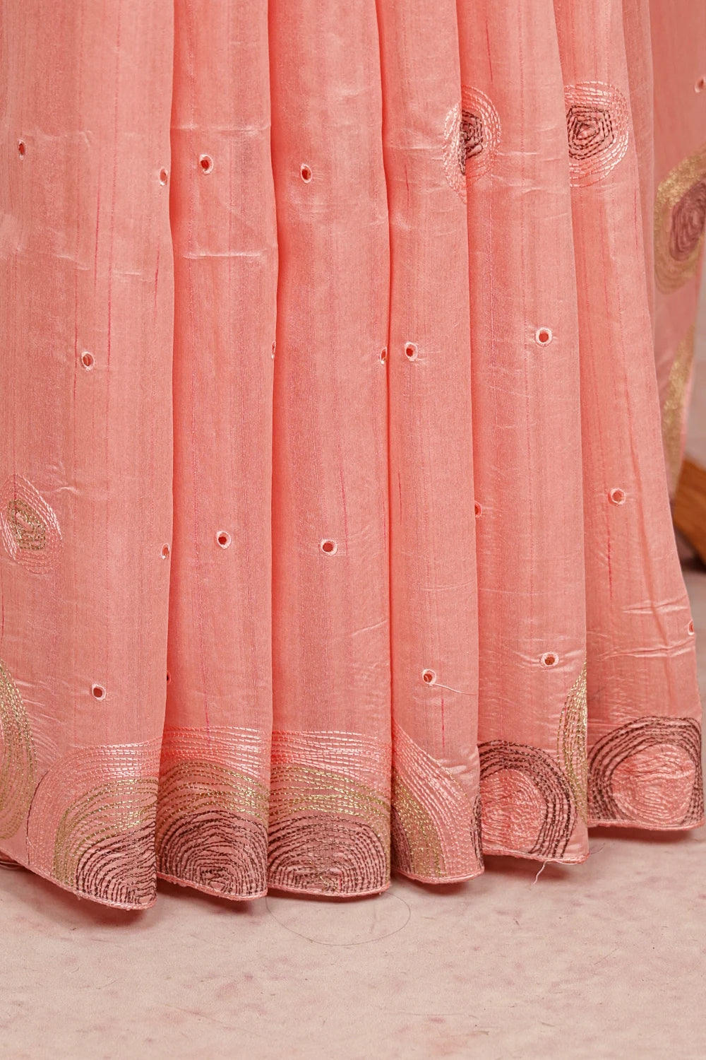 Peach Color Semi Tussar Saree