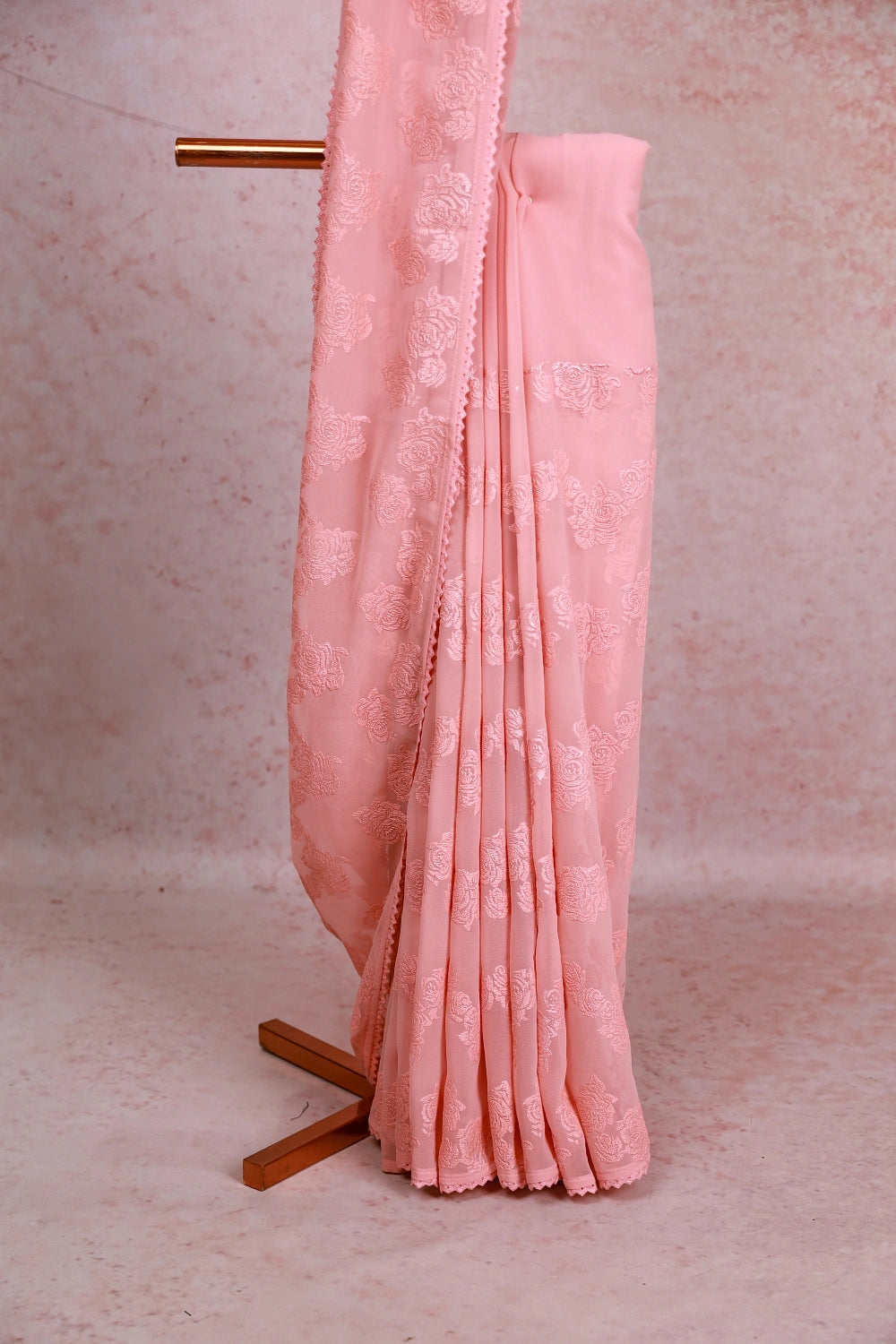 Peach Georgette Saree