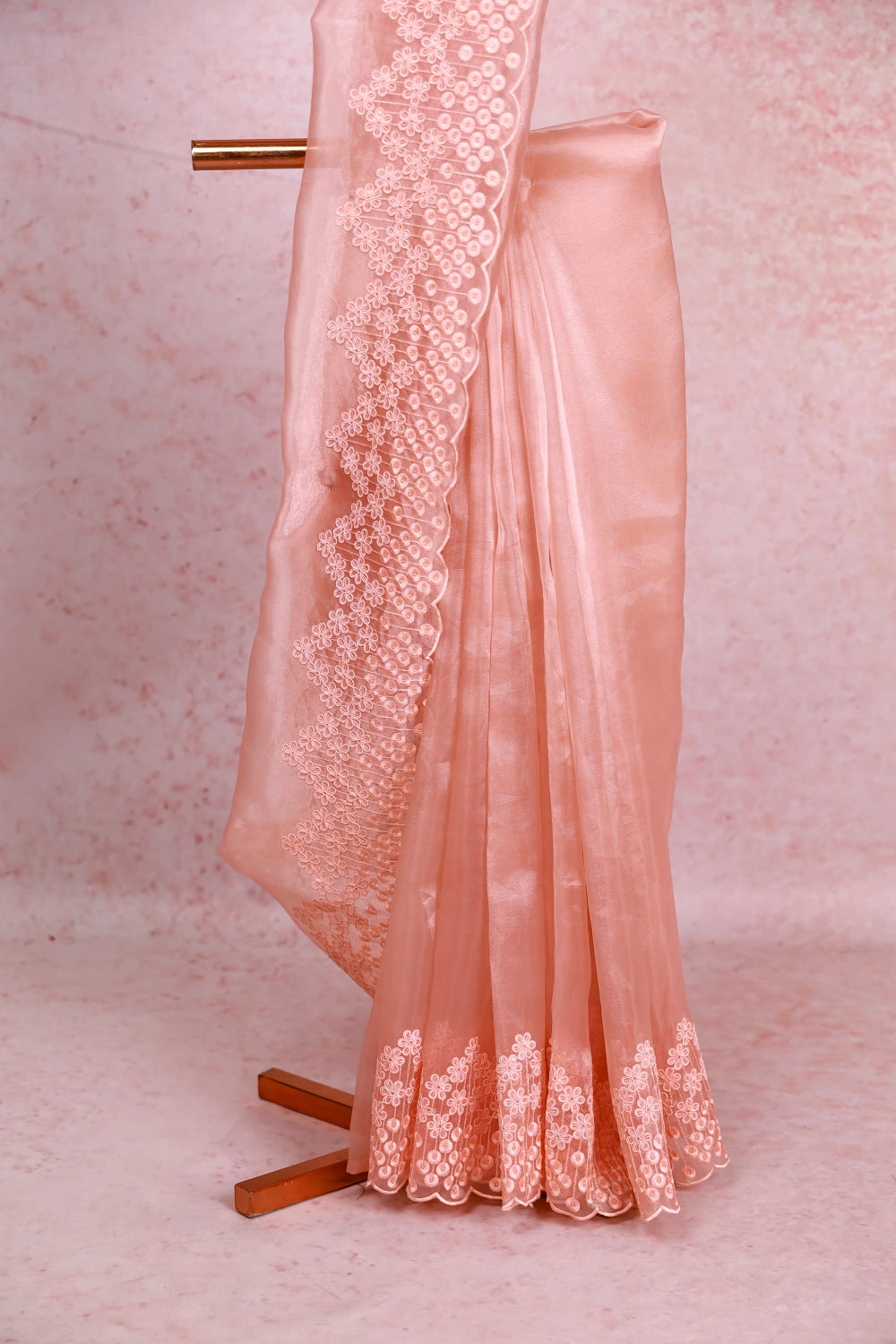 Peach Glass Organza Saree