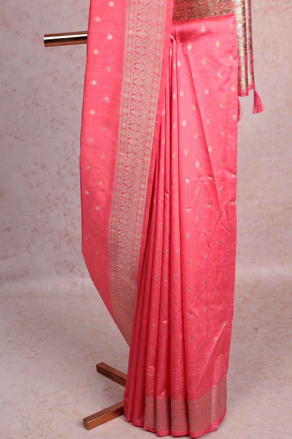 Peach Jute Banarasi Saree