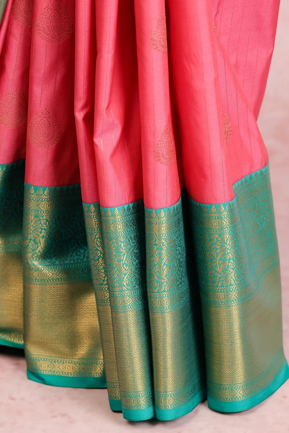 Peach Kancheepuram Semi Silk Saree
