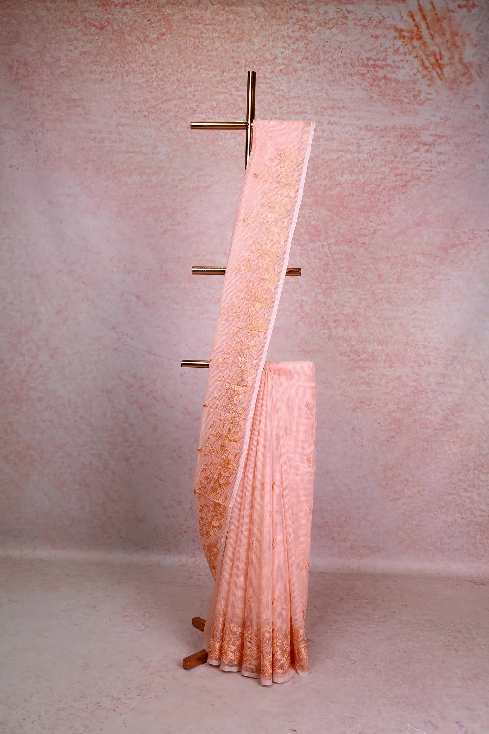 Peach Net Kota Saree