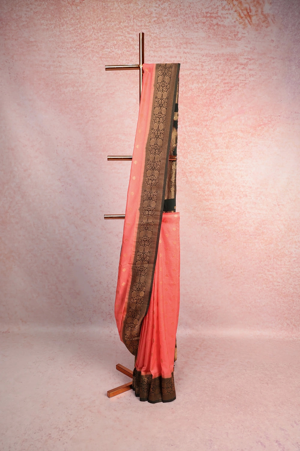 Peach Semi Banarasi Saree