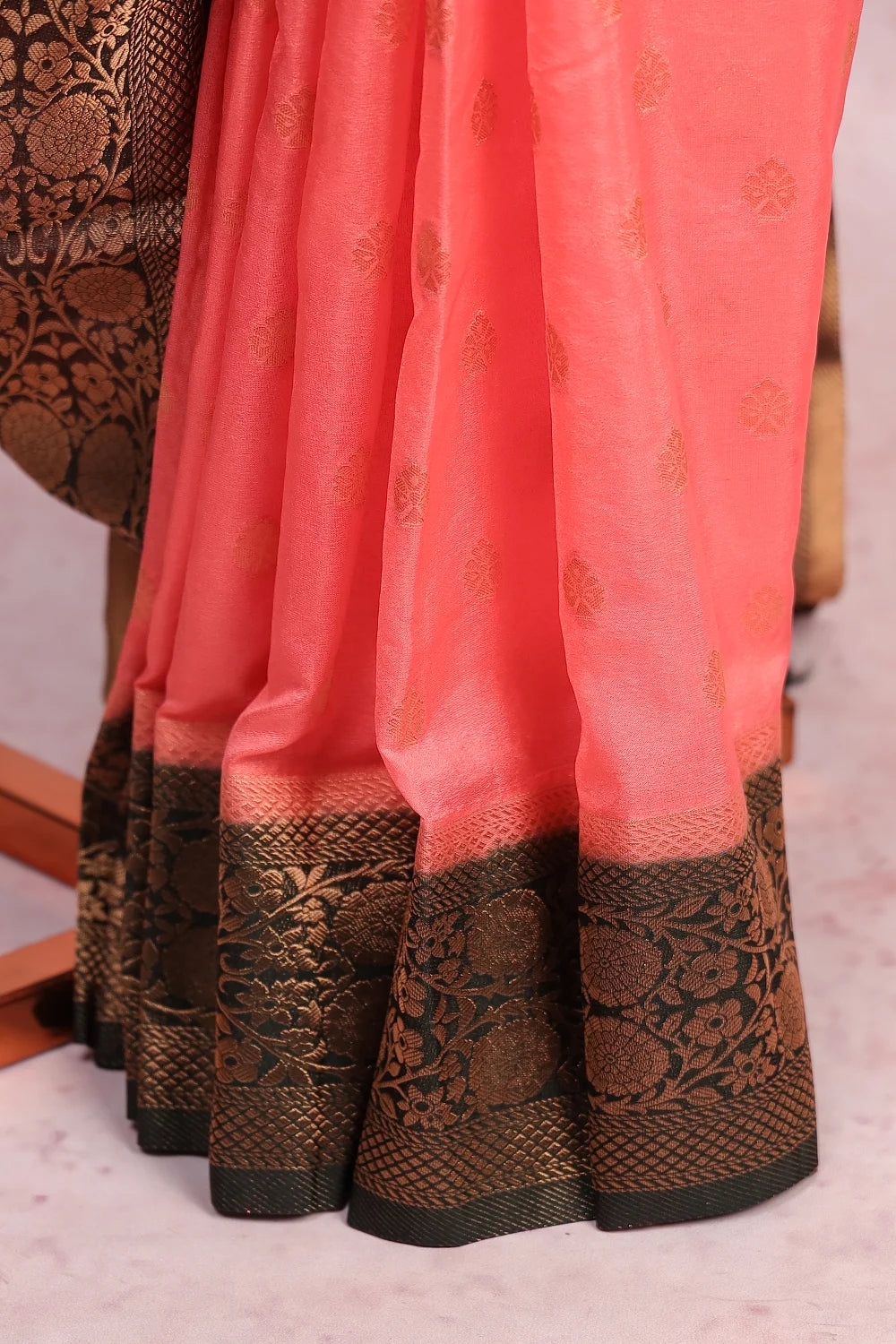 Peach Semi Banarasi Saree