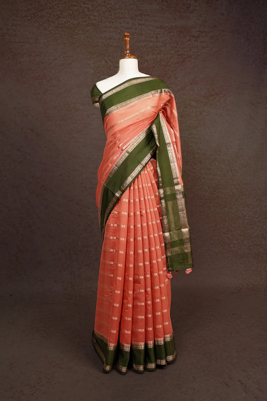 Peach Semi Chanderi Silk Saree