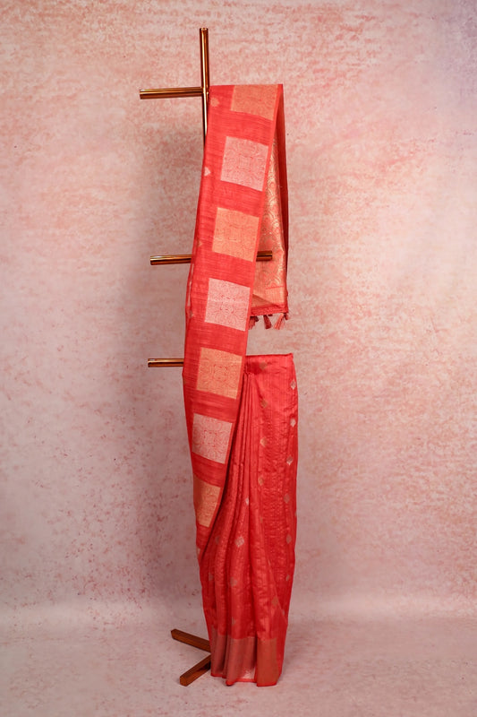 Peach Semi Jute Saree