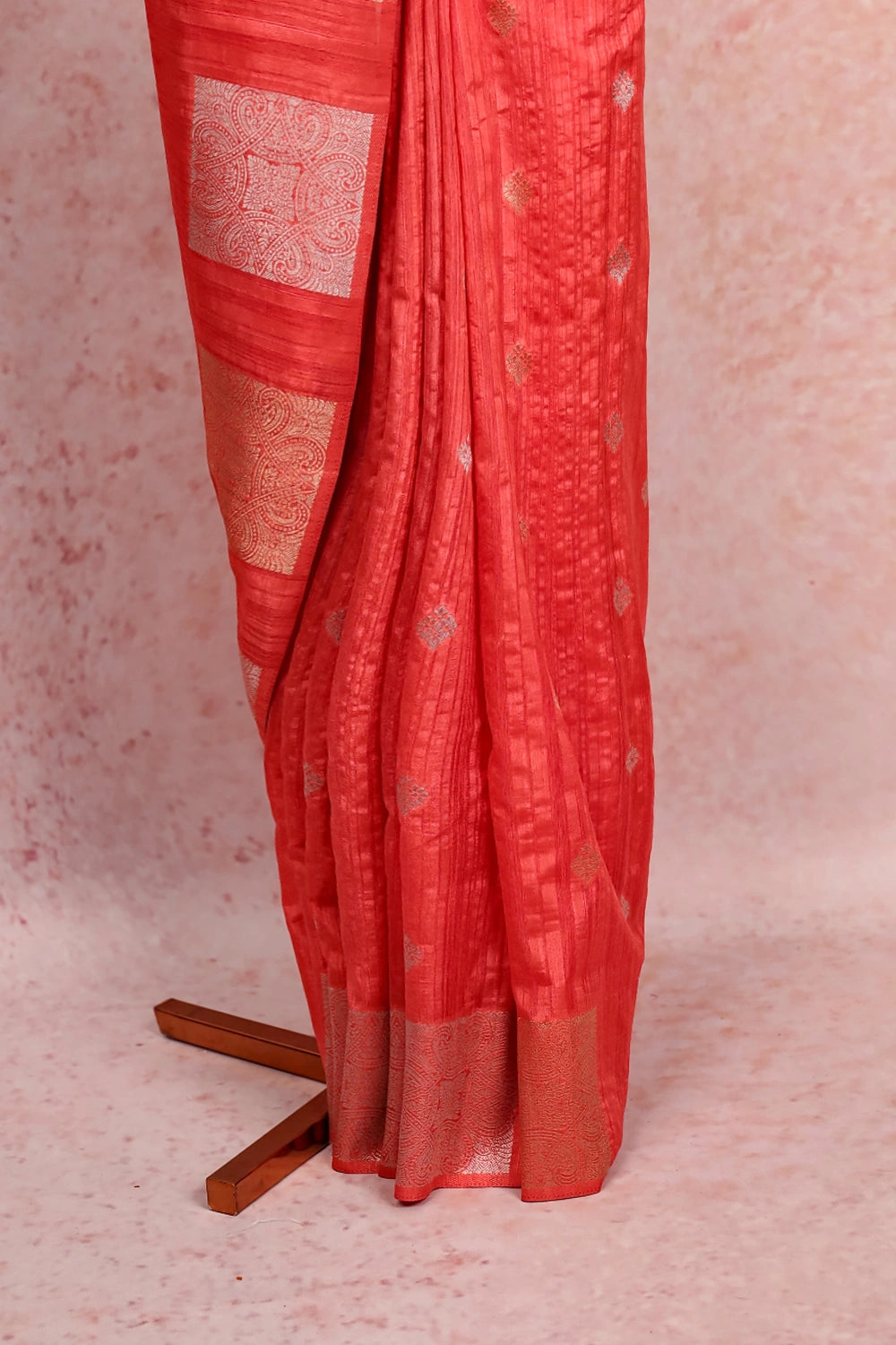 Peach Semi Jute Saree