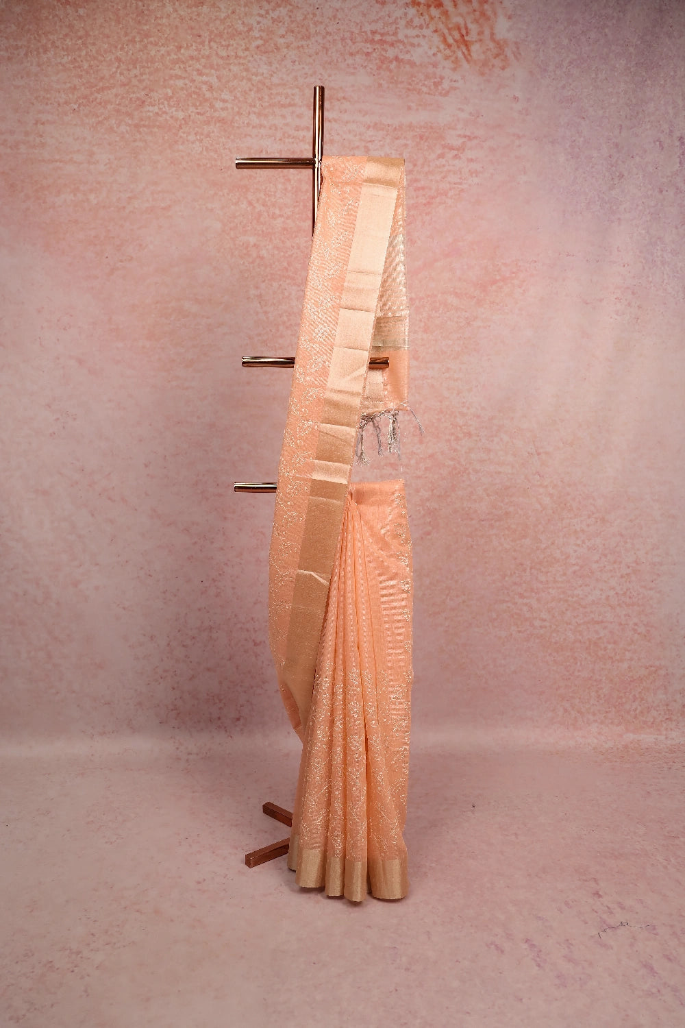 Peach Semi Tissue Organza Saree