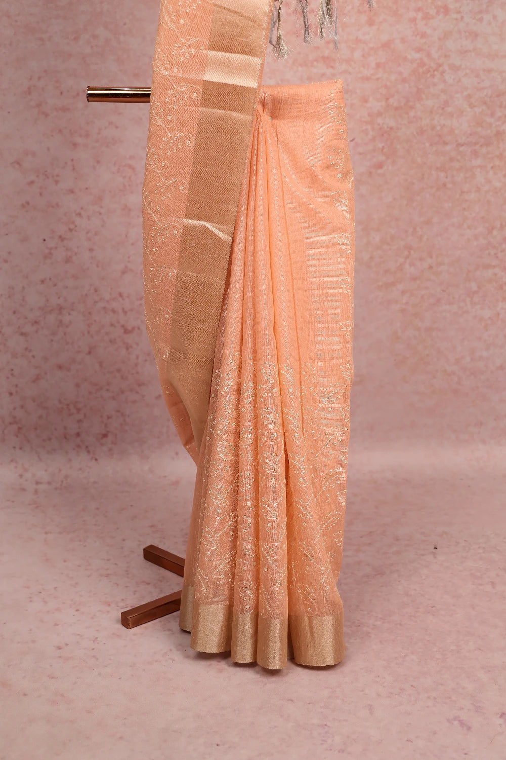 Peach Semi Tissue Organza Saree