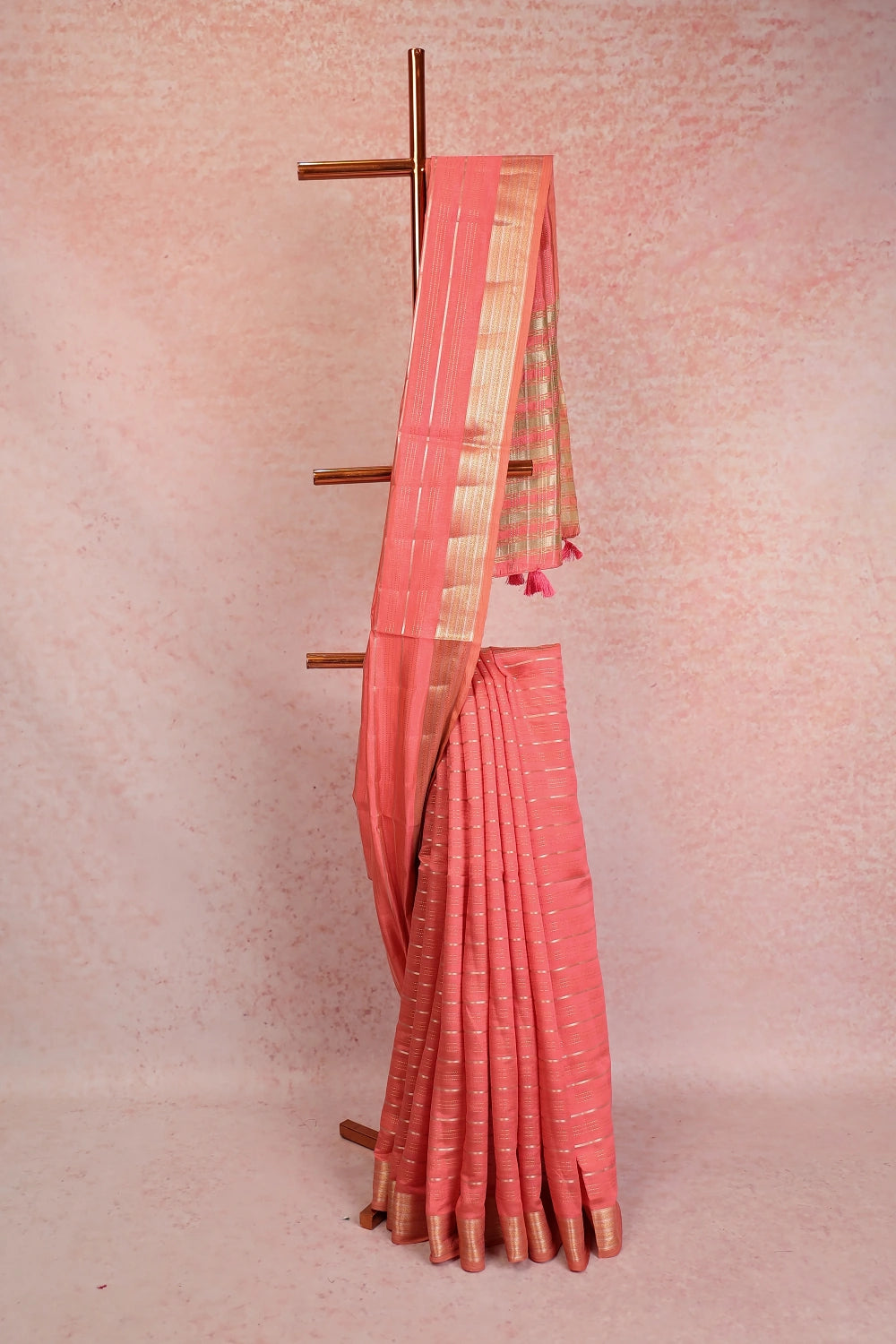 Peach Semi Tissue Saree