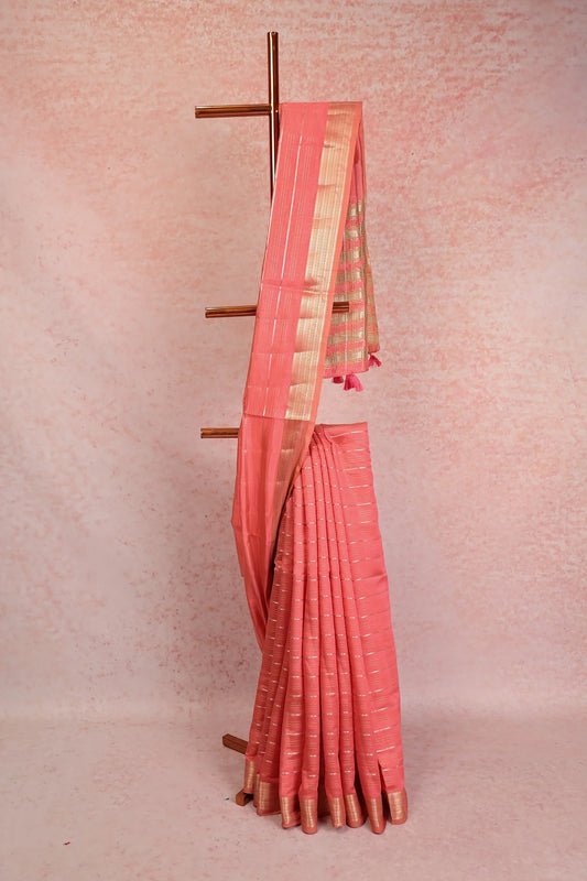 Peach Semi Tissue Saree