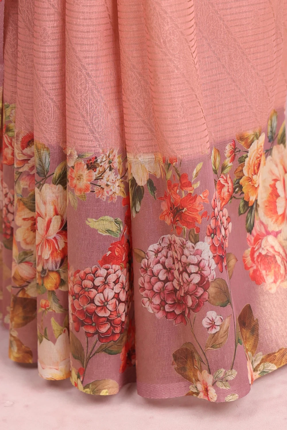 Peach Semi Tussar Saree