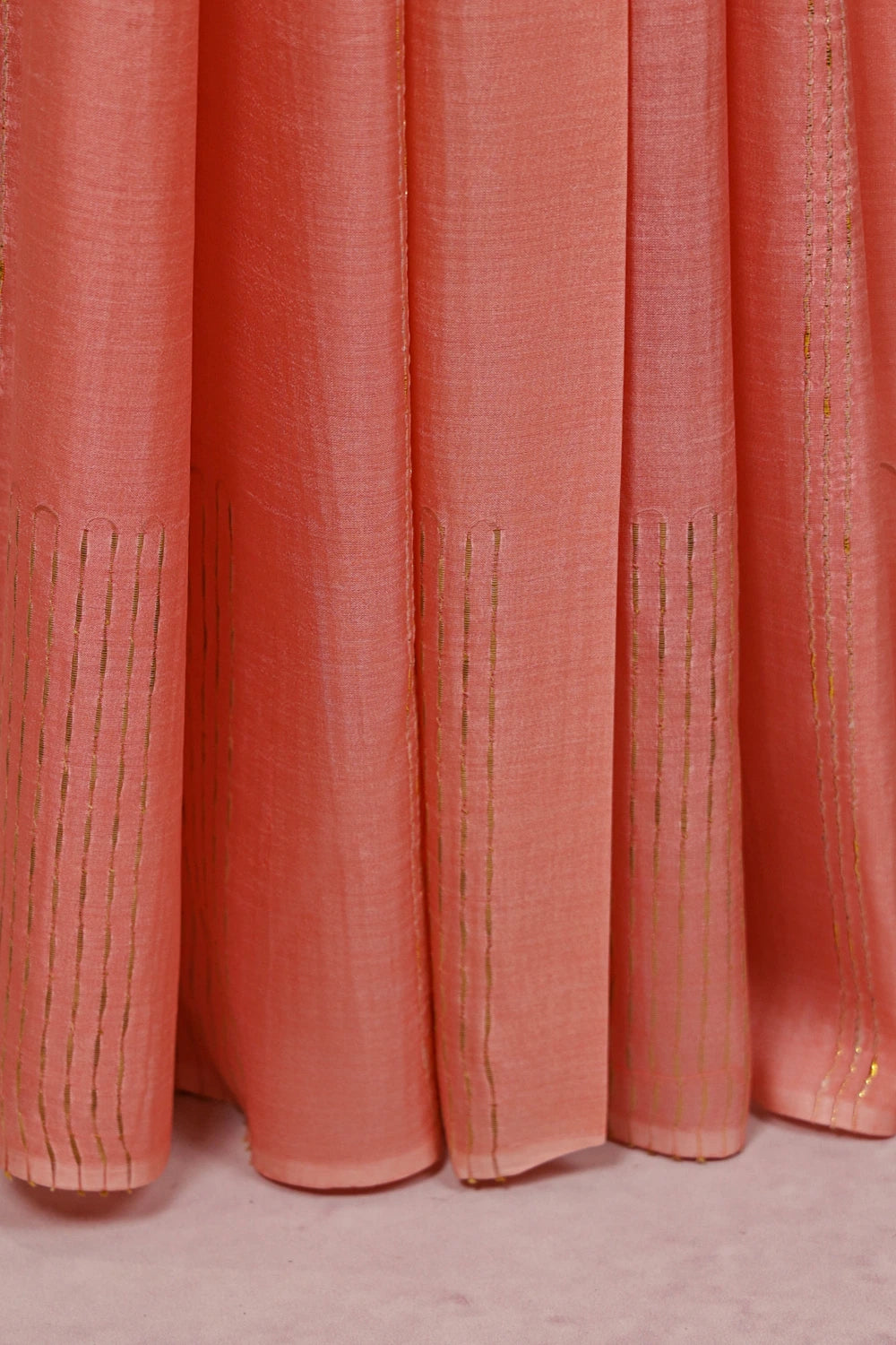 Peach Tussar Silk Saree - Seematti