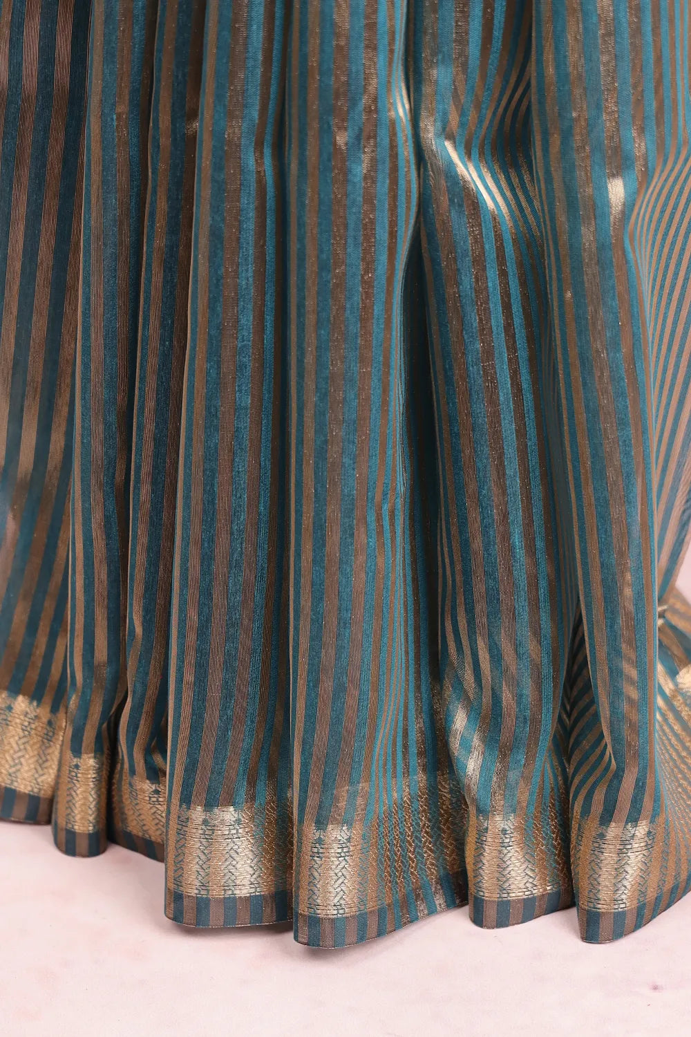 Peacock Blue Cotton Silk Saree