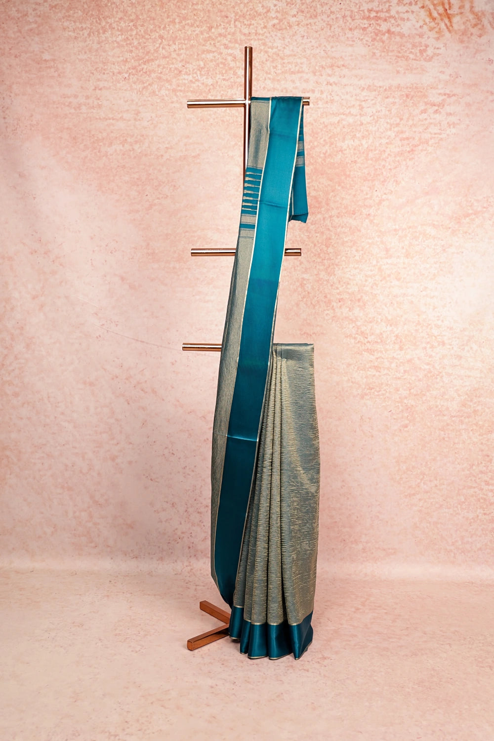 Peacock Blue Crepe Saree
