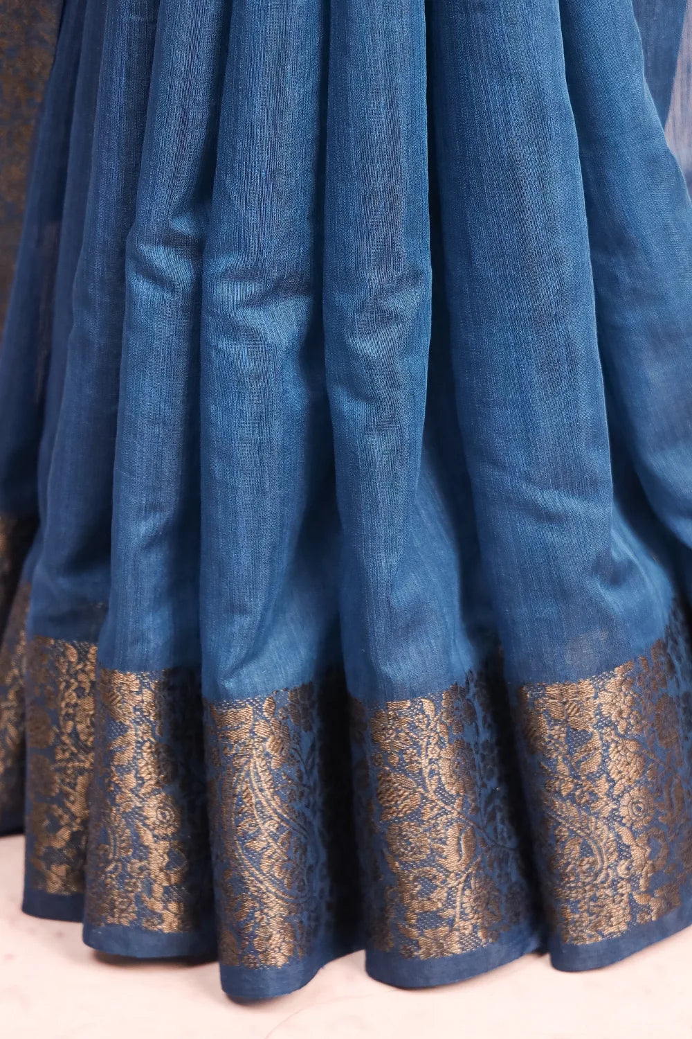 Peacock Blue Jute Banarasi Saree