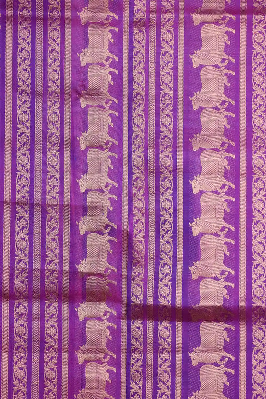 Peacock Blue Kancheepuram Soft Silk Saree