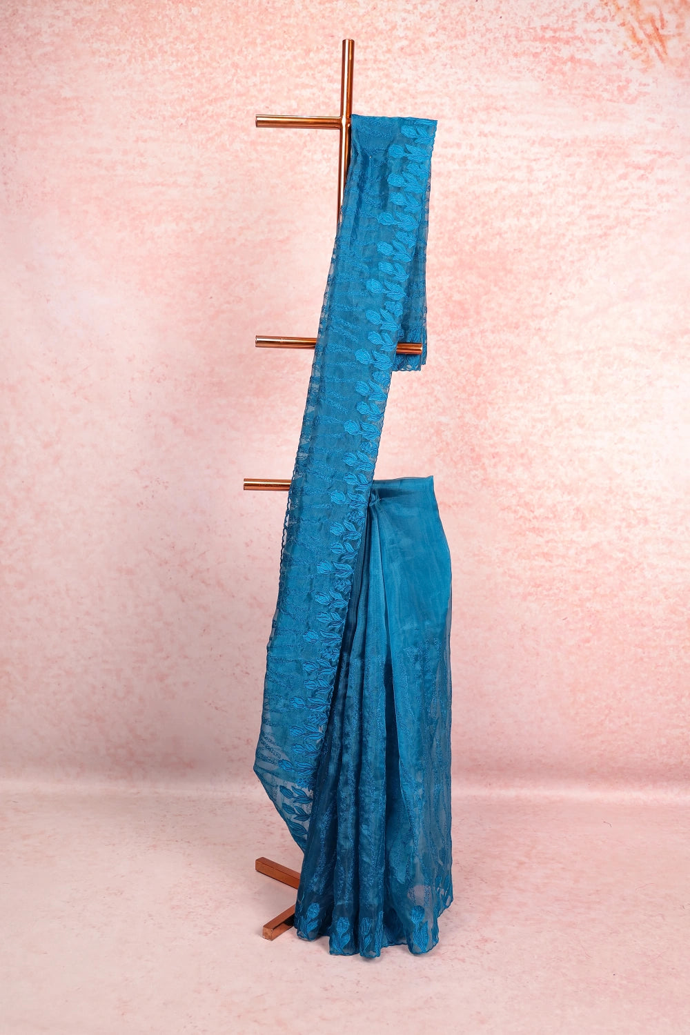 Peacock Blue Organza Saree