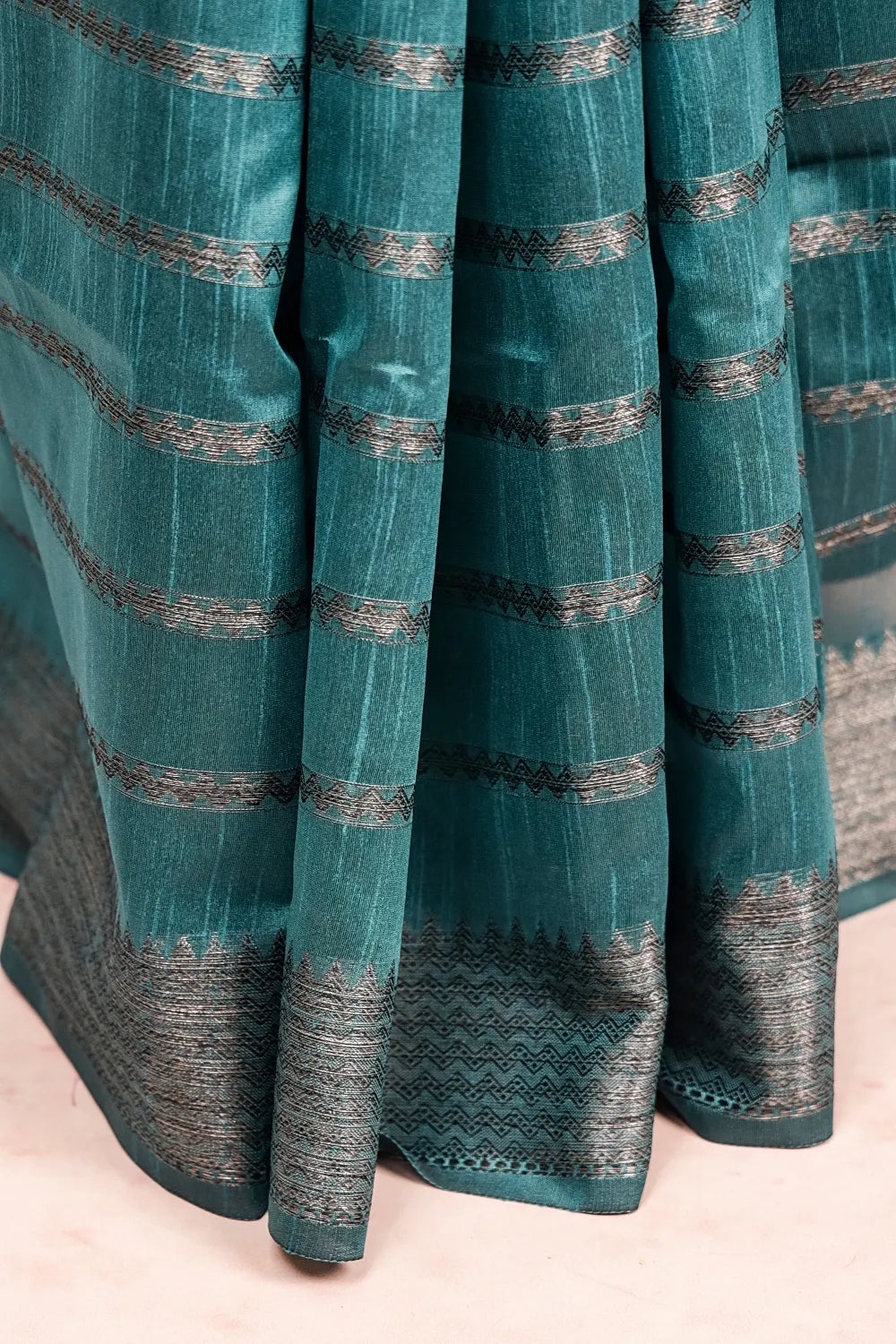 Peacock Blue Semi Jute Silk Saree