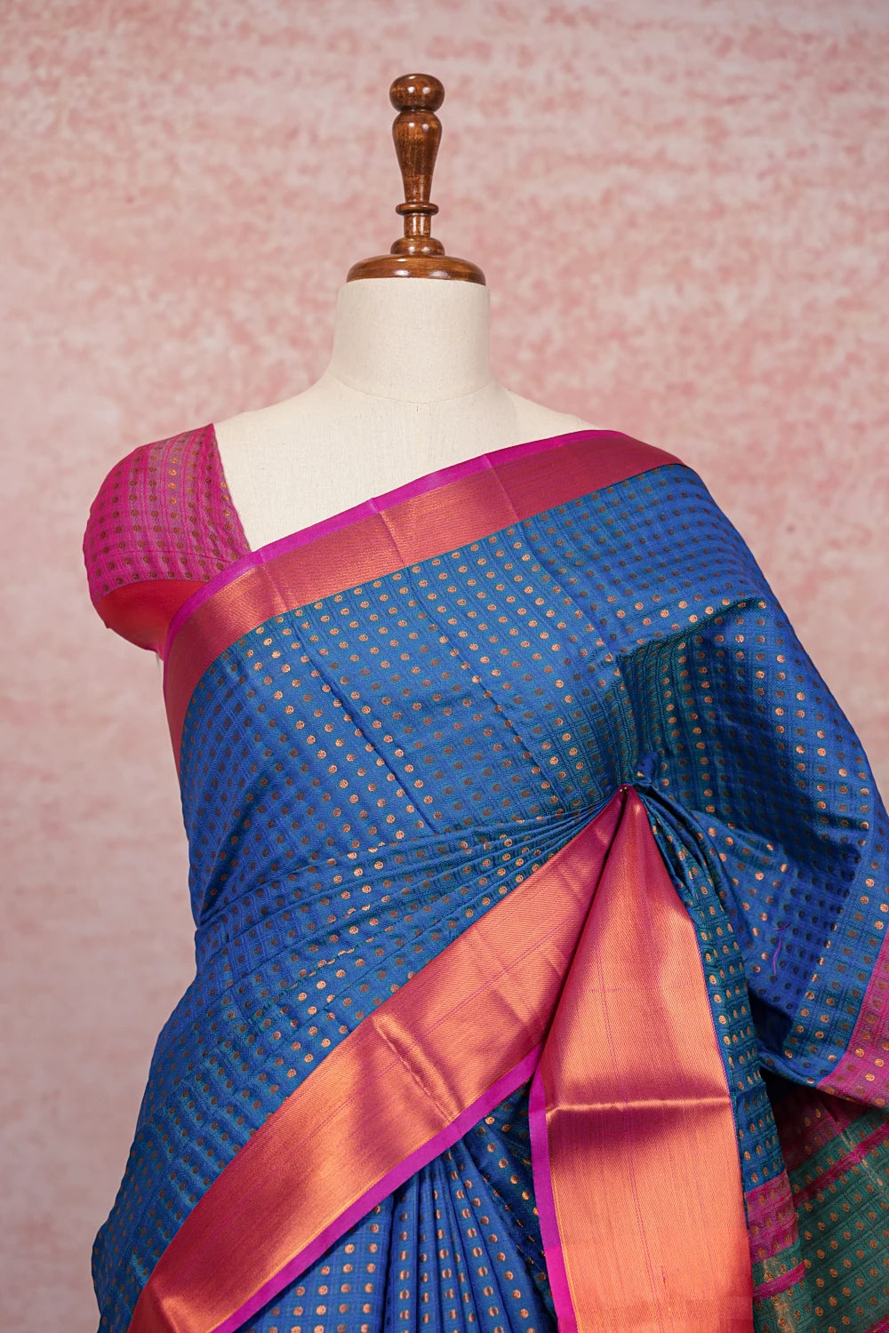 Peacock Blue Semi Silk Saree