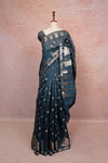 Peacock Blue Semi Silk Saree