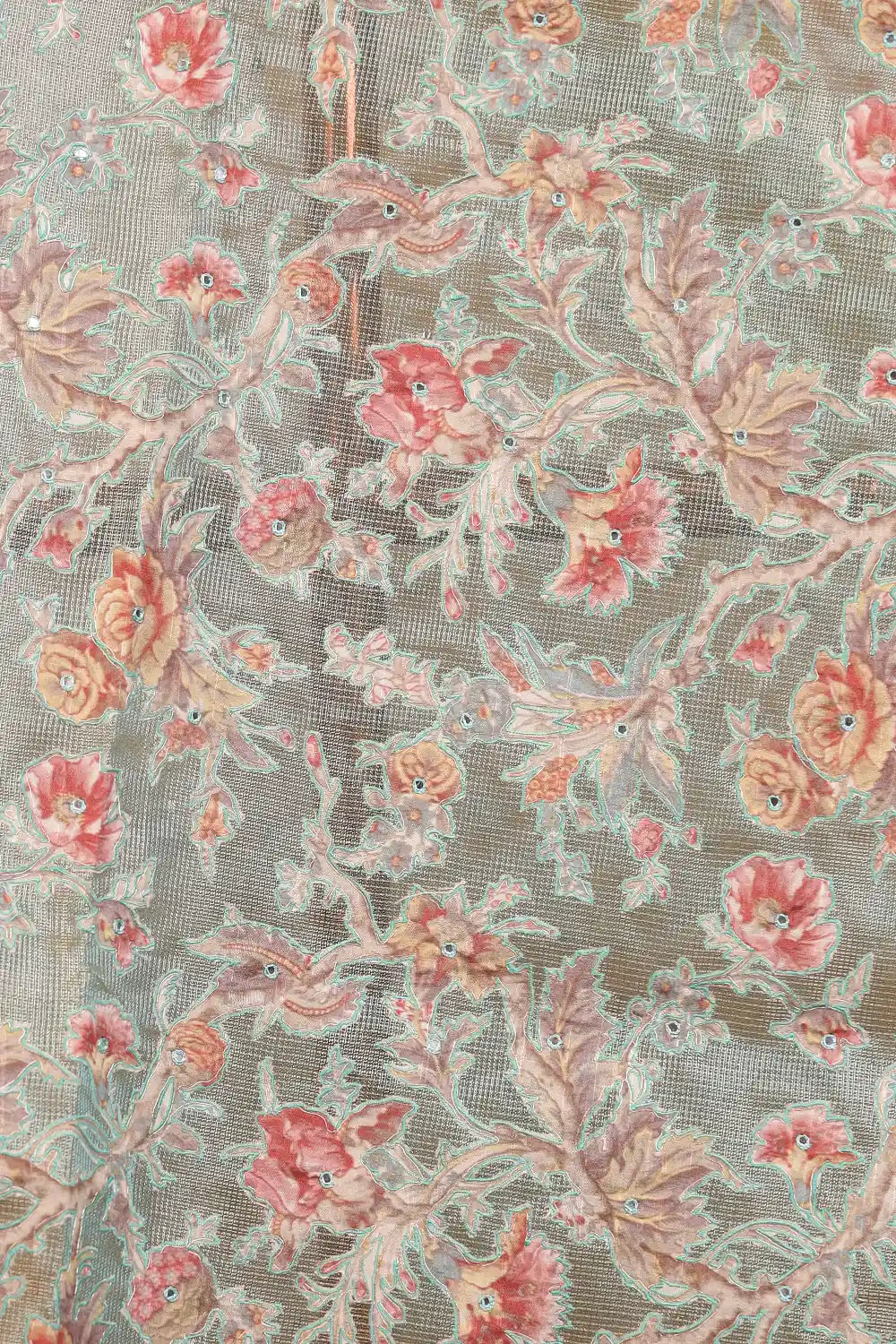 Peacock Blue Semi Tissue Saree