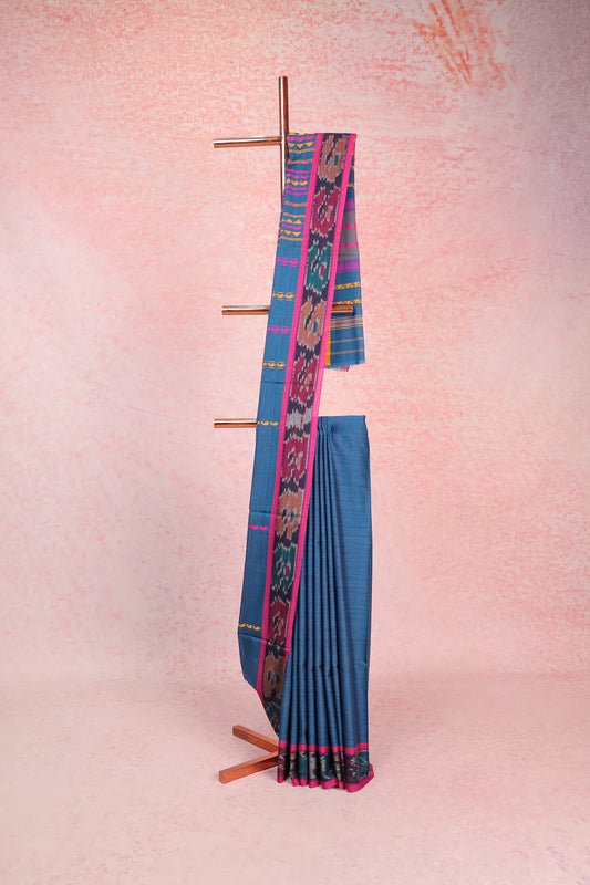 Peacock Blue Soft Cotton Saree