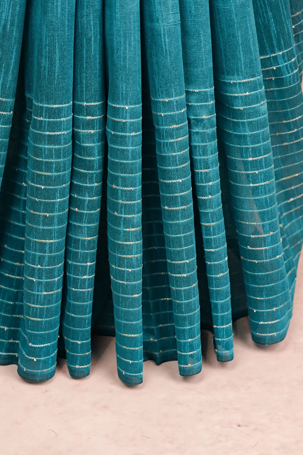 Peacock Blue Tussar Jute Saree
