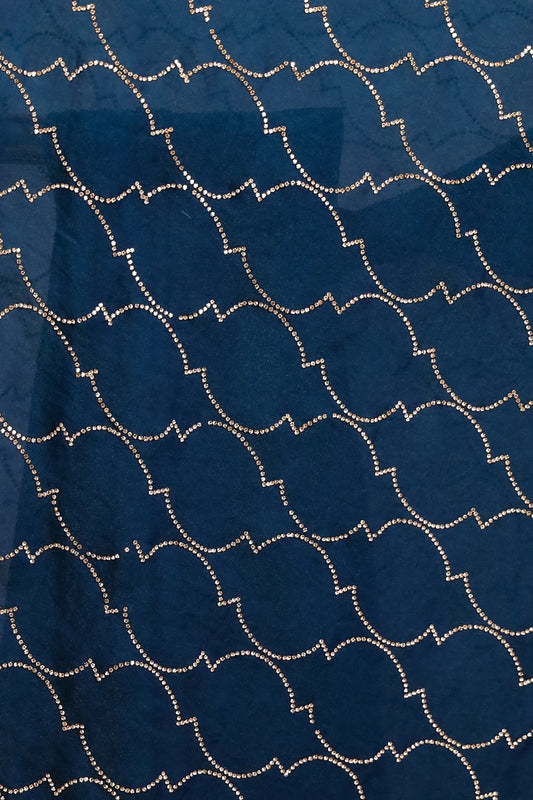 Peacock Blue Velvet Organza Saree