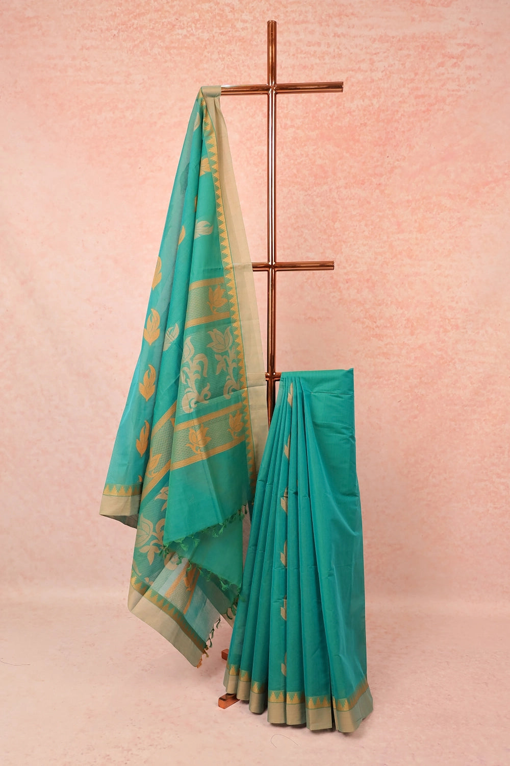 Peacock Green Cotton Saree