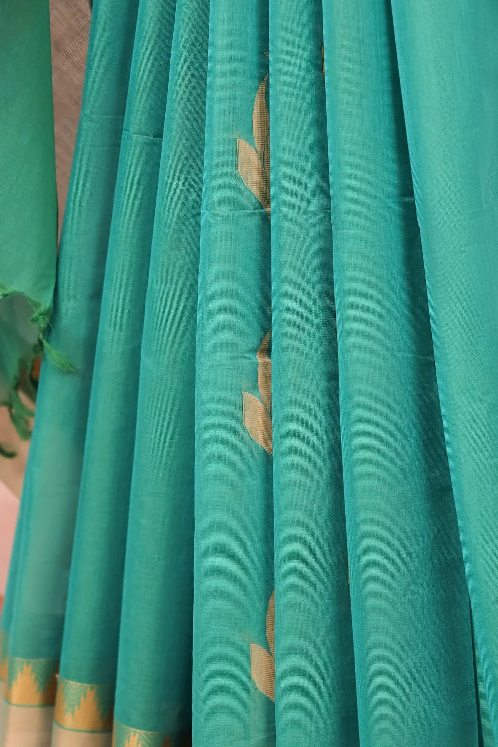 Peacock Green Cotton Saree