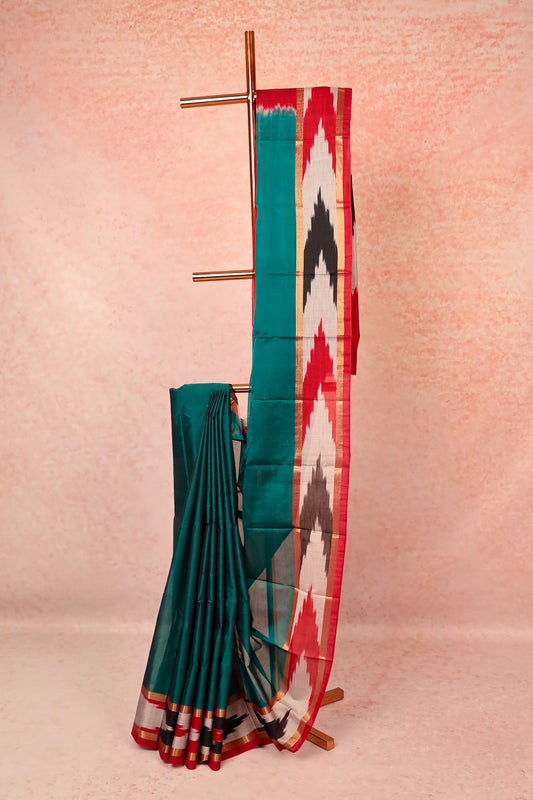 Peacock Green Cotton Silk Saree