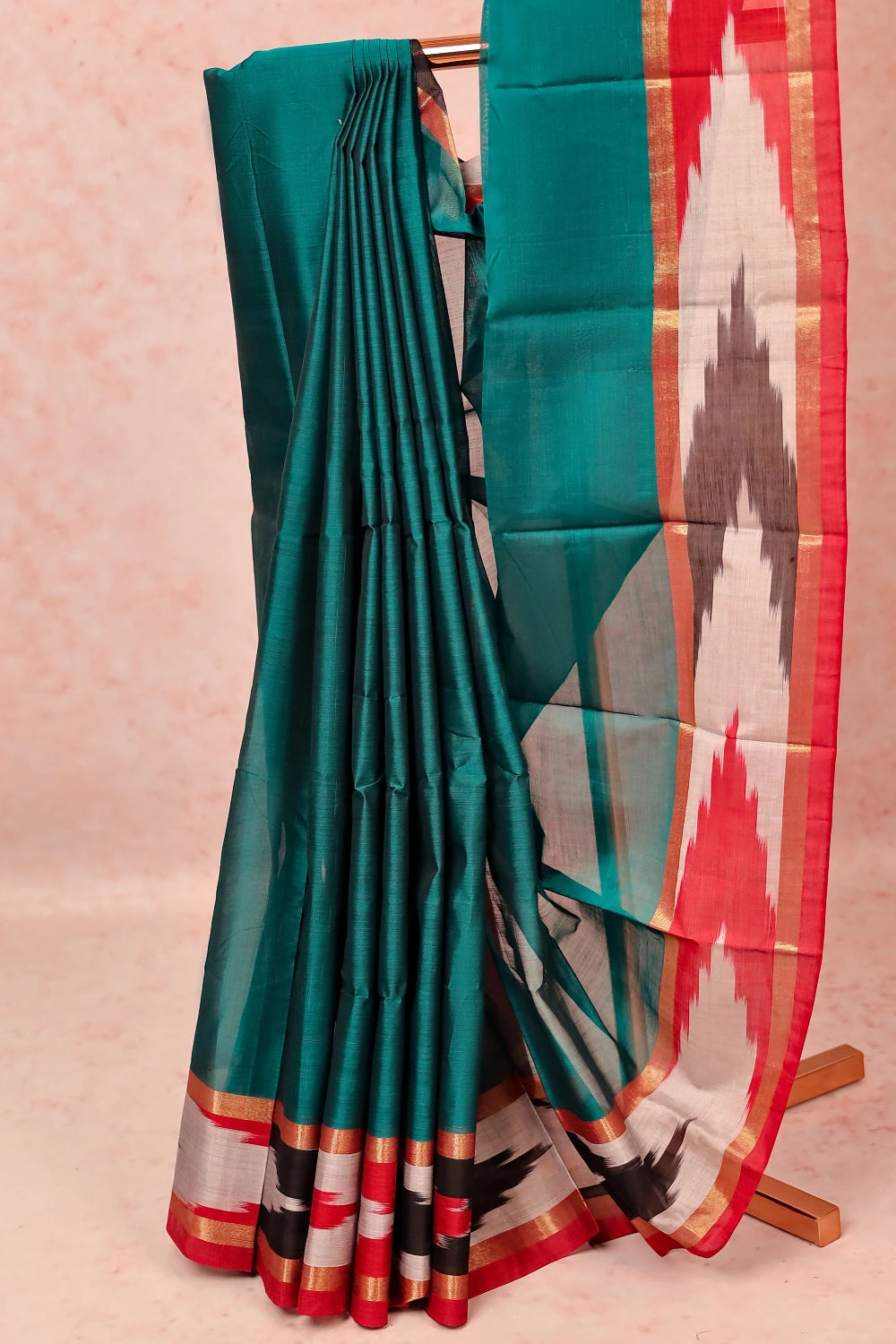 Peacock Green Cotton Silk Saree