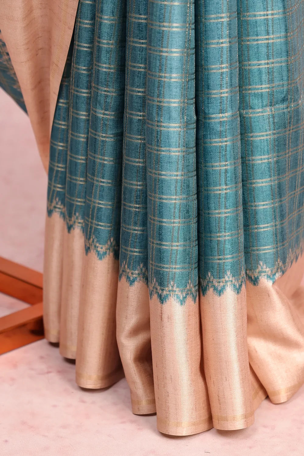 Peacock Green Semi Tussar Saree