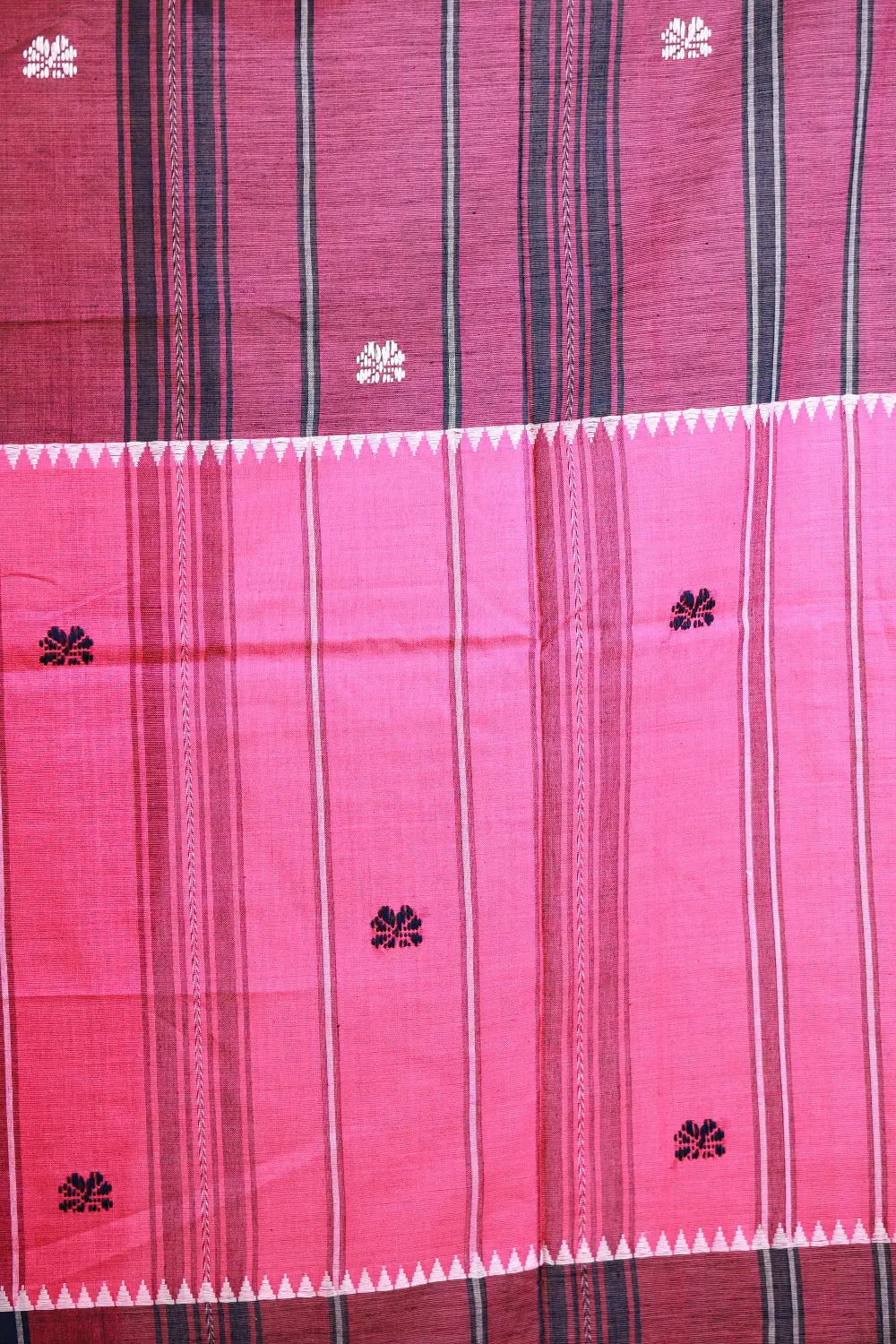 Pink And Purple Cotton Thread Design Saree With Without Border - Seematti