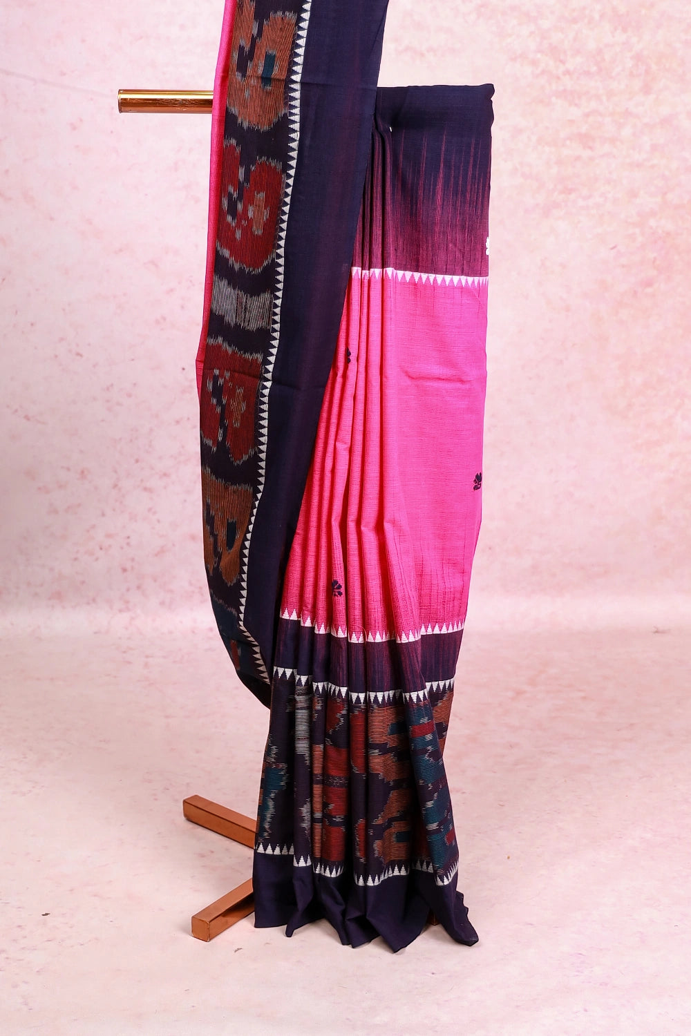 Pink And Purple Cotton Thread Design Saree With Without Border - Seematti