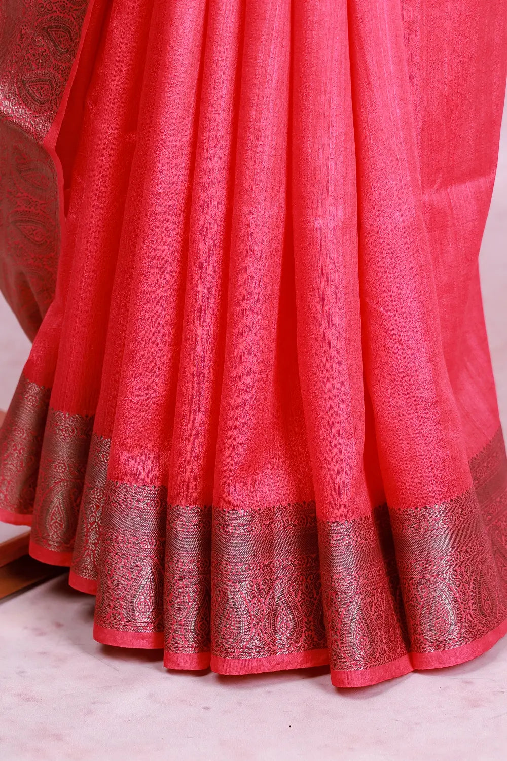 Pink Rose Semi Jute Saree