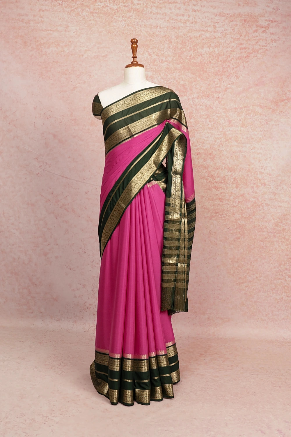 Pink Semi Crepe Saree