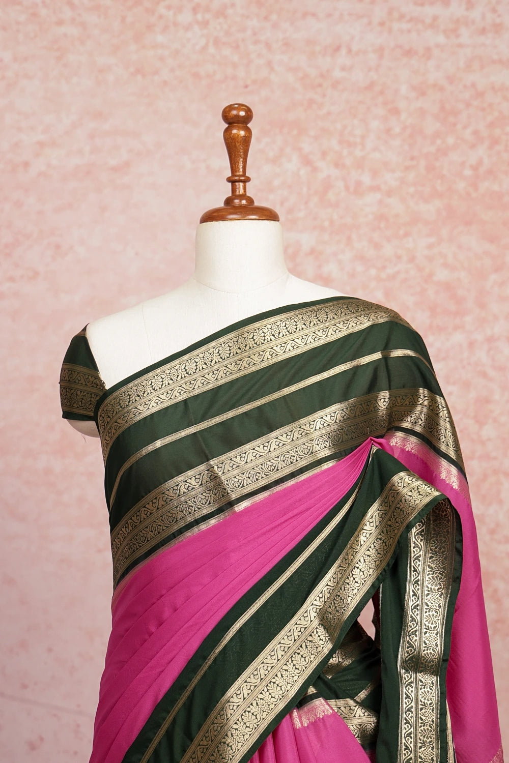 Pink Semi Crepe Saree