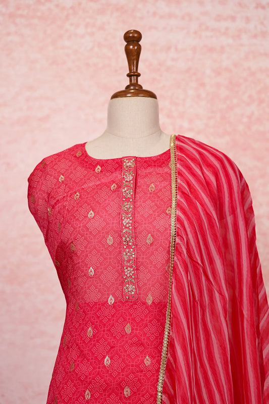 Pink Semi Silk Butta Unstitched Churidhar Material - Seematti