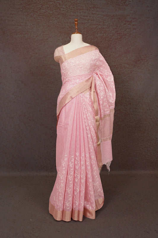Pink Semi Tissue Saree - Seematti