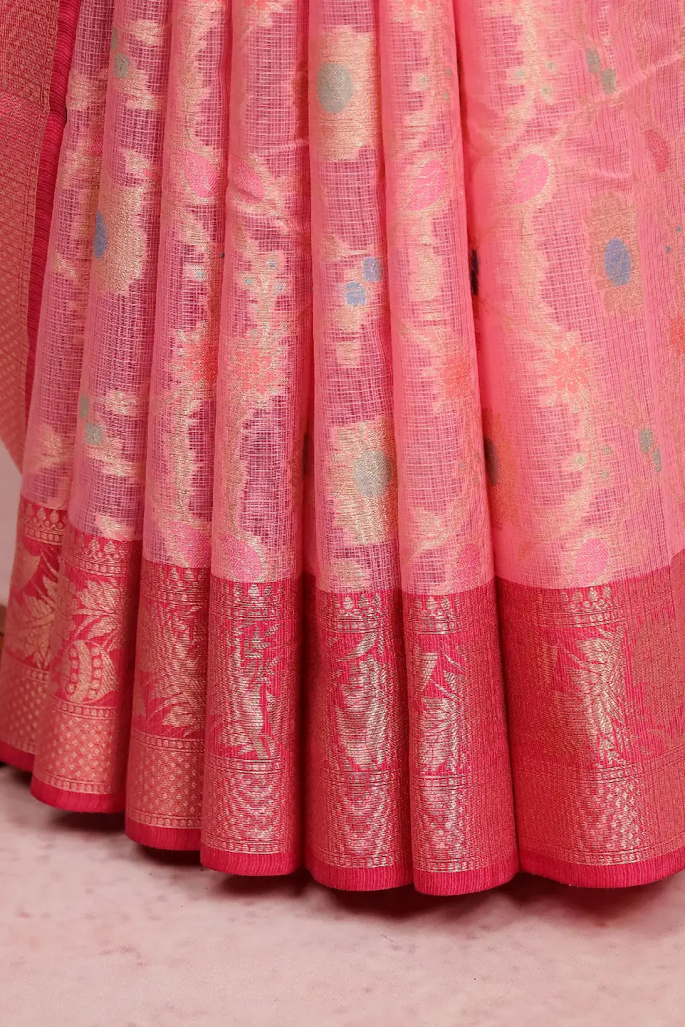 Pink Semi Tussar Saree