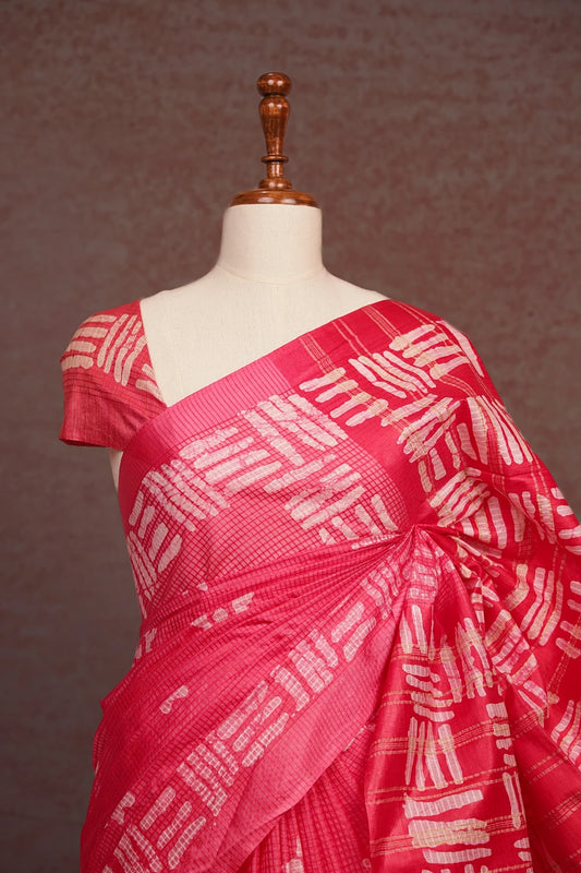 Pink Tussar kota Saree - Seematti